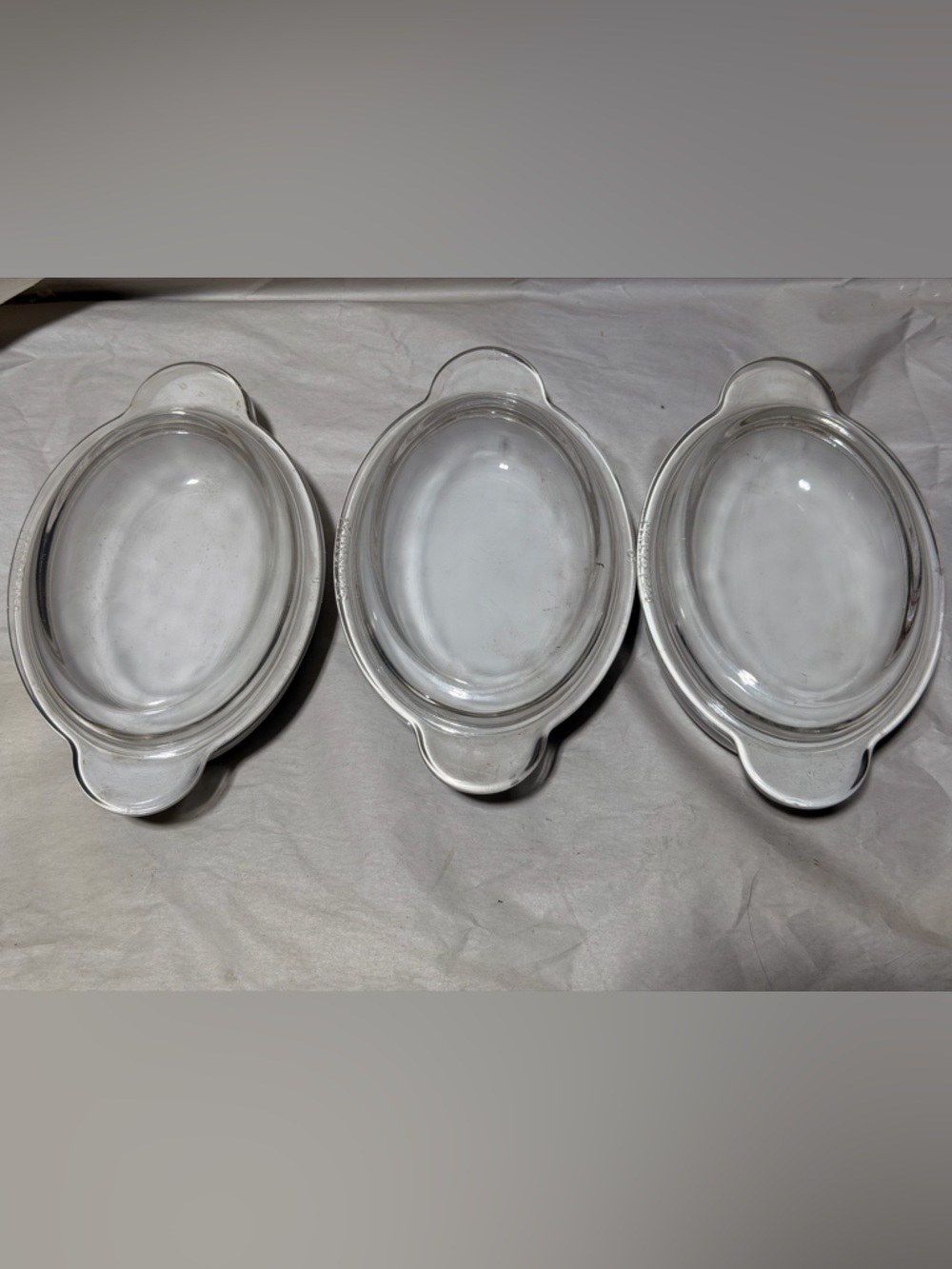 3 Vintage P-14-B Corning Ware Grab It Winter Frost All White Oval Casserole